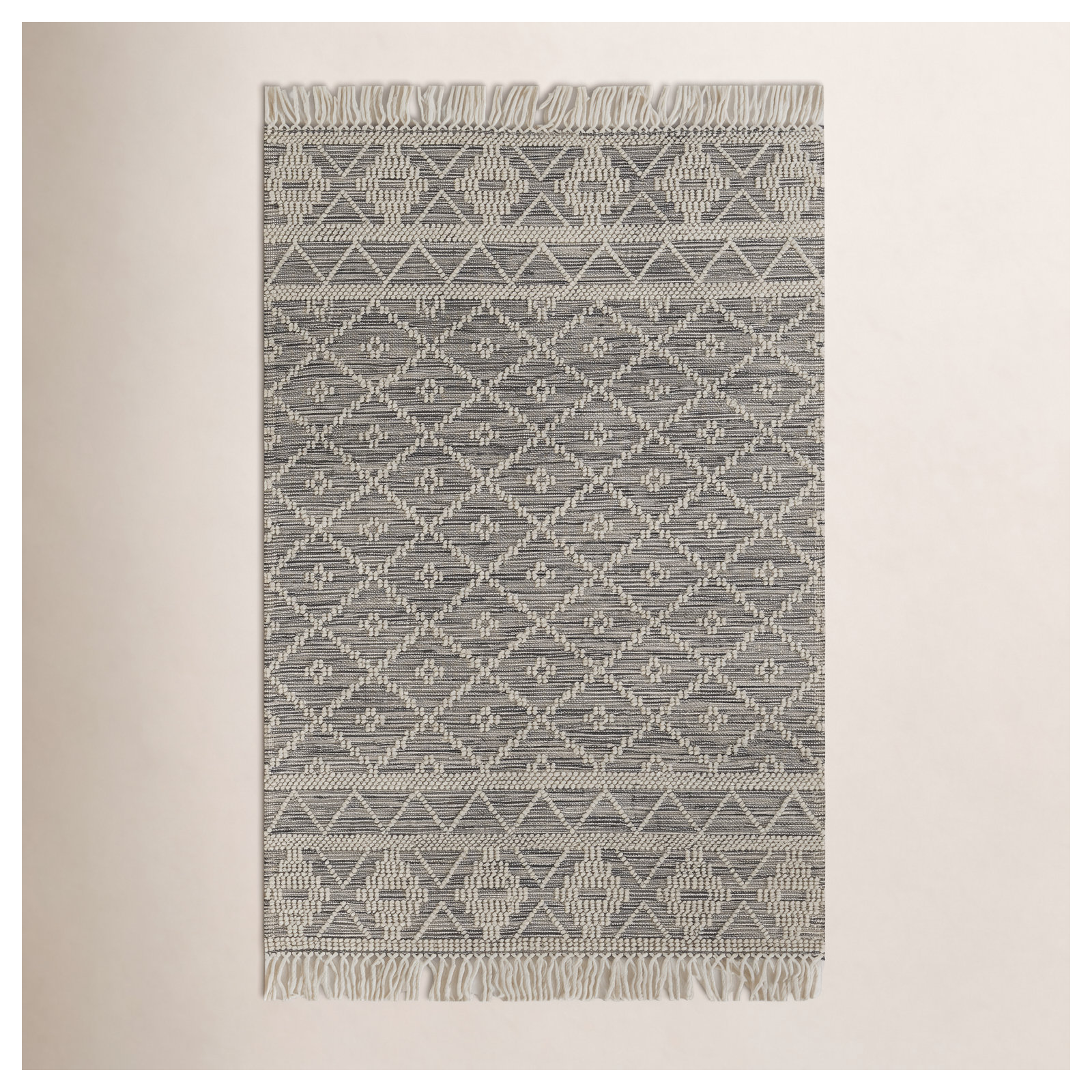 Alyson Handmade Beige/Gray Rug, Rectangle 8' x 10'