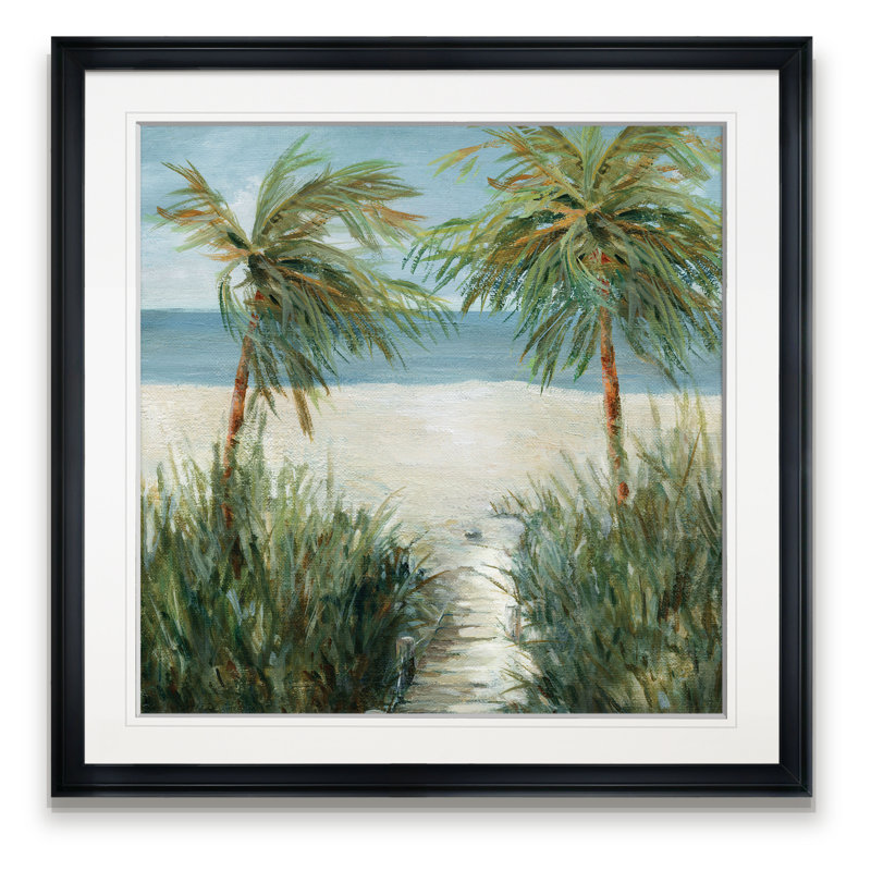 " Sandy Beachwalk ", 16" H x 16" W x 1.5" D, Black Framed
