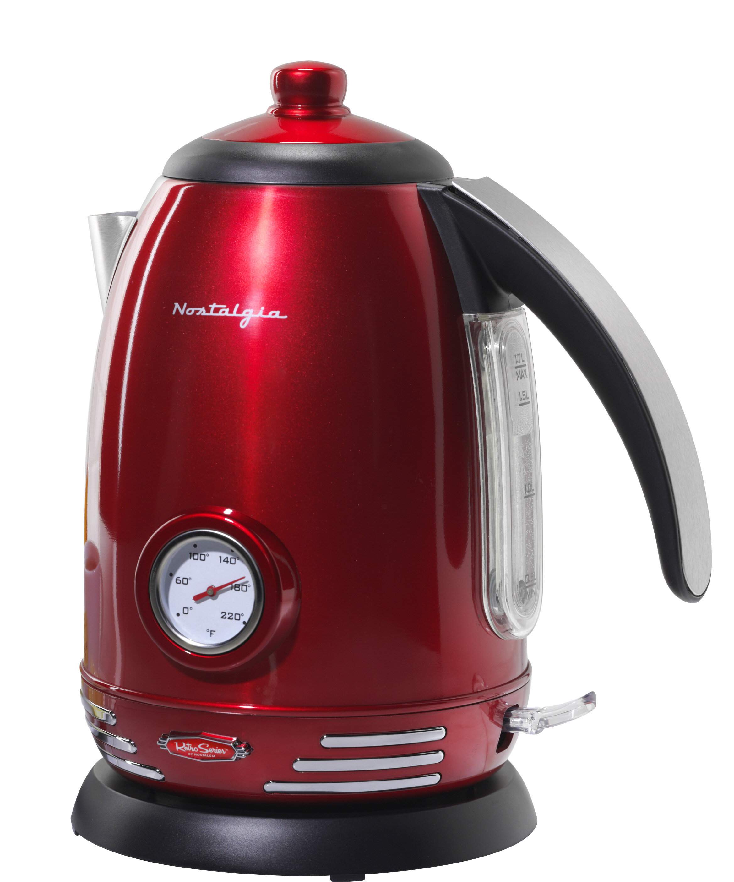 Brentwood 1.5-Liter Stainless Steel Cordless Electric Kettle, Red 