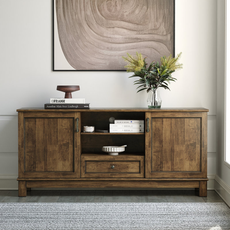 Buffet de style rustique en bois massif avec meuble télé et rangement, Rustique