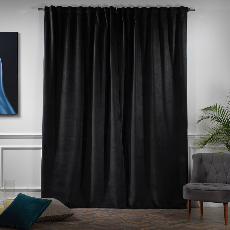 Matte Velvet Extra Wide x Extra Long Custom Made Decorative Double Panel, 52" W x 120" L, 70 Black