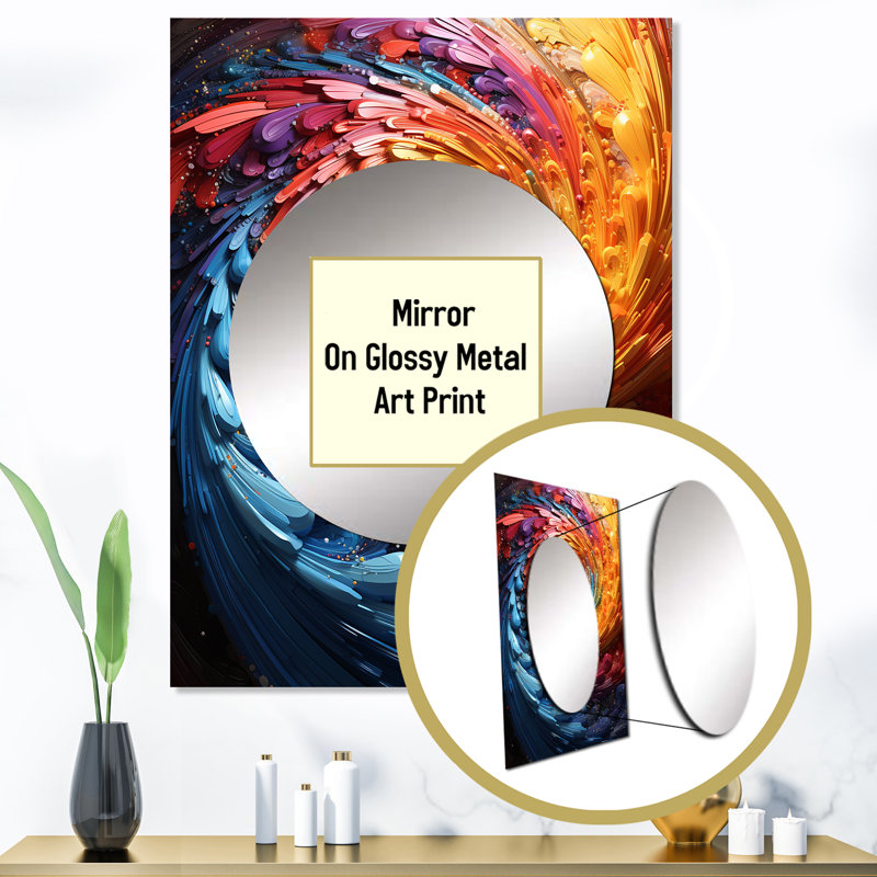 Solitary spiral colorful Arc rainbow II - Abstract Spirals Wall Mirror, Modern Decorative Mirror, Printed Metal Art
