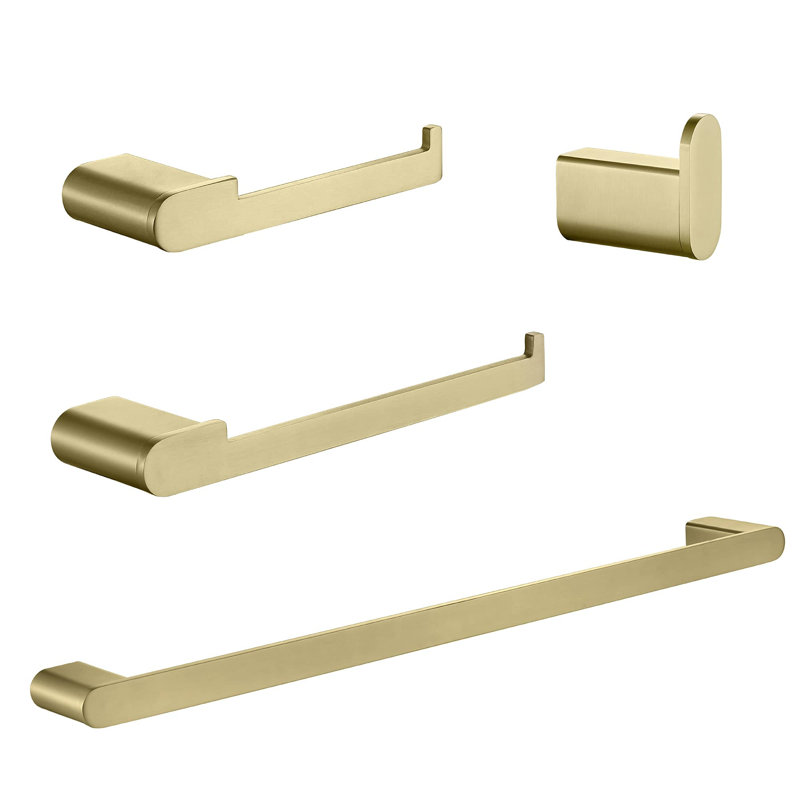 4 - Piece Bathroom Hardware Set, Brushed Gold
