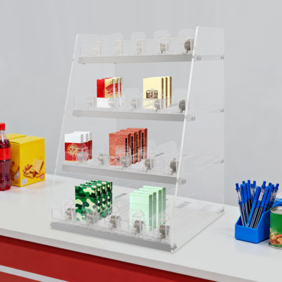 Cigarette Display Rack, Multi-Tier Cigarette Display Rack, Clear Acrylic Retail Display Case