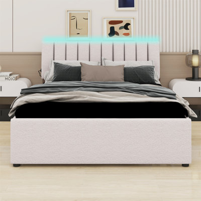 Lit plateforme tapissier avec lit gigogne
