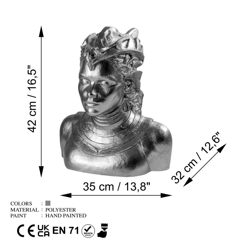 Objet décoratif peint à la main, argent, 13,8 x 16,5 x 12,6 pouces | Matériau 100% polyester, variations de couleurs uniques | Décoration parfaite pour le salon, le bureau et la maison, design élégant et accrocheur