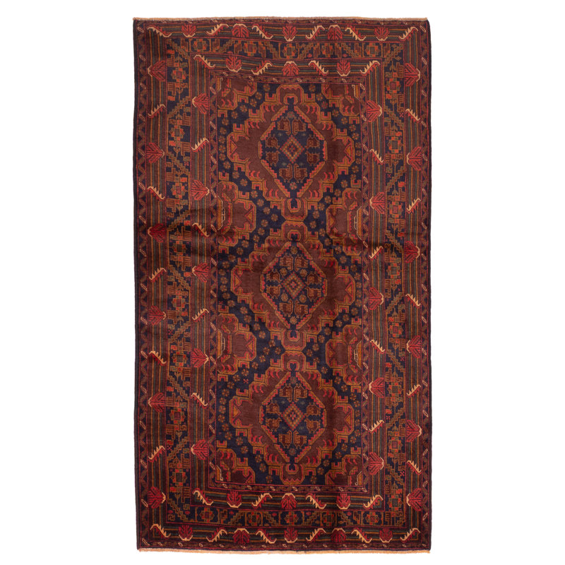 Tapis brun Teimani 3 pi 11 po x 7 pi 1 po