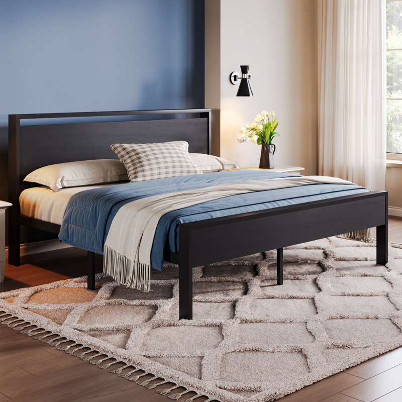 Keldyn Unfinished Platform Storage Bed, King, Black Oak