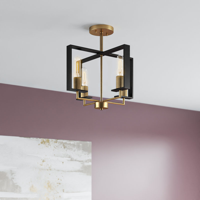 Lustre rectangulaire unique à 4 lumières Luka
