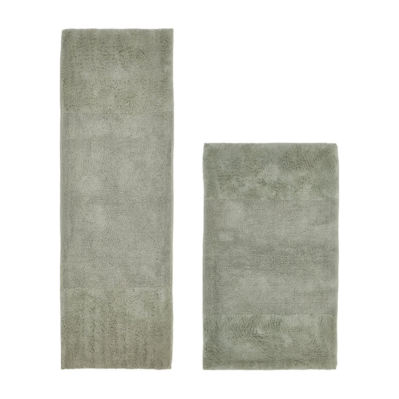 Makaylynn Premium 100% Cotton 2155 GSM 2-Piece Bath Rug Set, OEKO-TEX® Certified, Non-Slip Spray Latex Backing, Plush Tufted, Super Absorbent, Machine Washable Bathroom Rugs, Dark Sage