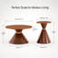 Ensemble de 2 tables basses rondes tendance, plateau texturé noyer et base métallique stable, table d'appoint facile à nettoyer pour le salon et la chambre.-1349062620-1349062622