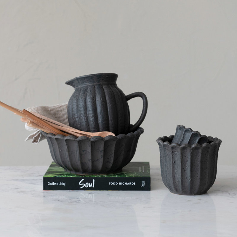 Red Barrel Studio® Fluted Ceramics Fruit Bowl