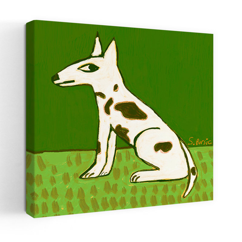 Reproduction d'art mural «chien tacheté sur fond vert», 32" H x 32" W