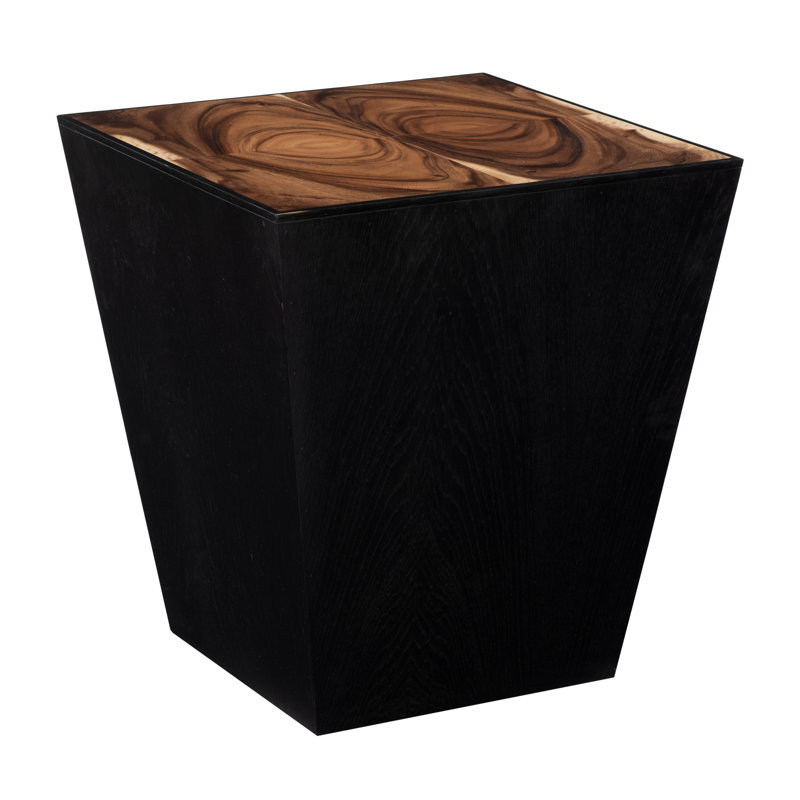 Trapezoid Solid Wood Block End Table