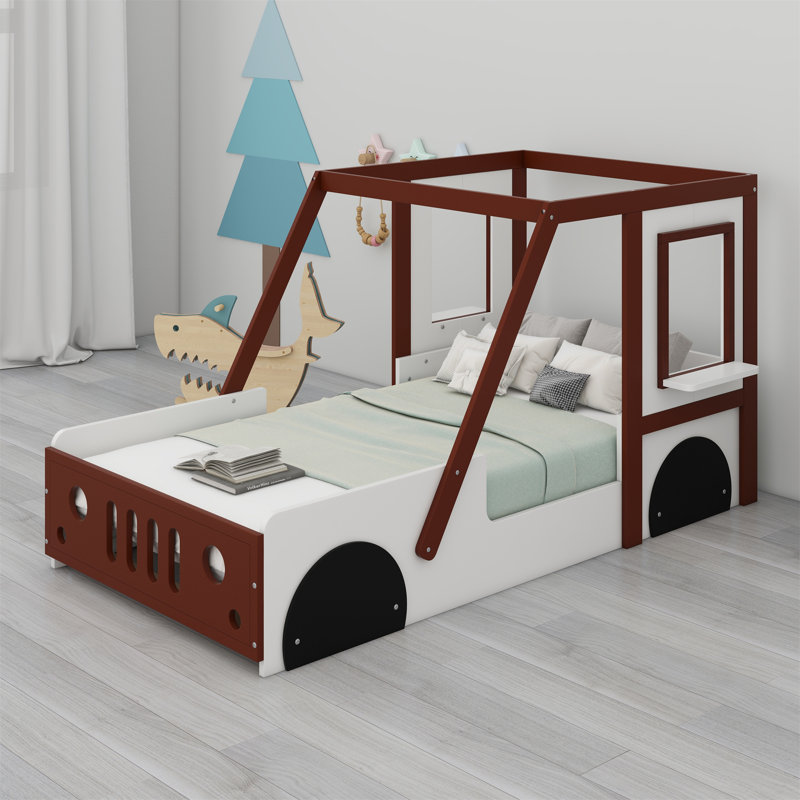 Lit plateforme en forme de voiture pour enfants, garçons, filles, adolescents