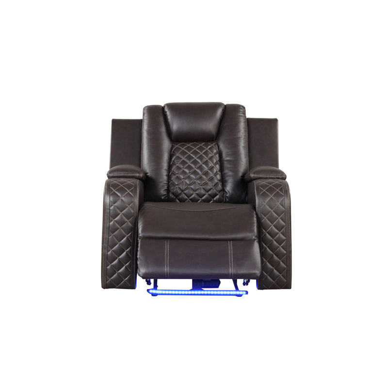 Senol 38'' Faux Leather Reclining Chair, Brown Faux Leather