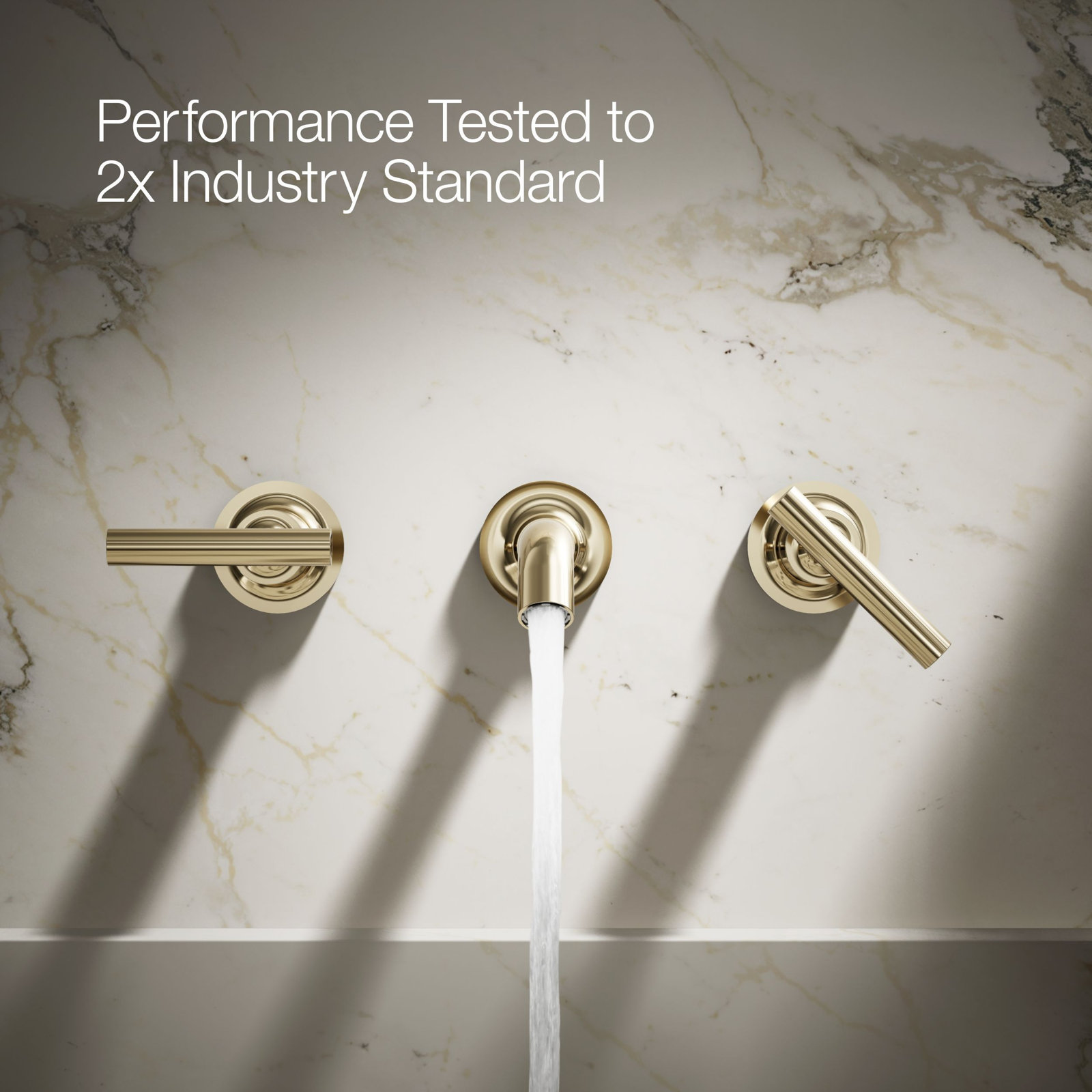 Purist Wall-Mounted Bathroom Faucet, Vibrant French Gold, Lever Handle