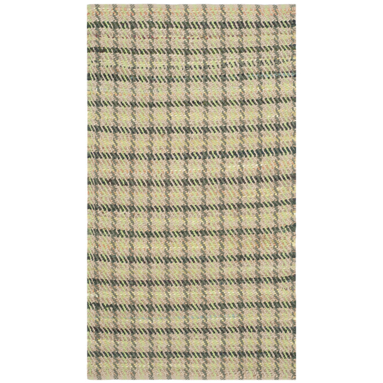Arria Cape Cod Hand Woven Jute/Cotton Houndstooth Rug in Green/Natural