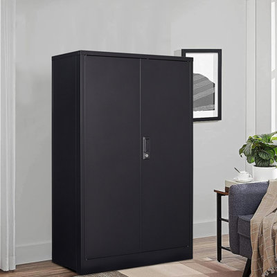 Kovaleski Minimalist Design Lockable 2-Door Storage Cabinet, For Office, Toolroom, Garage Use