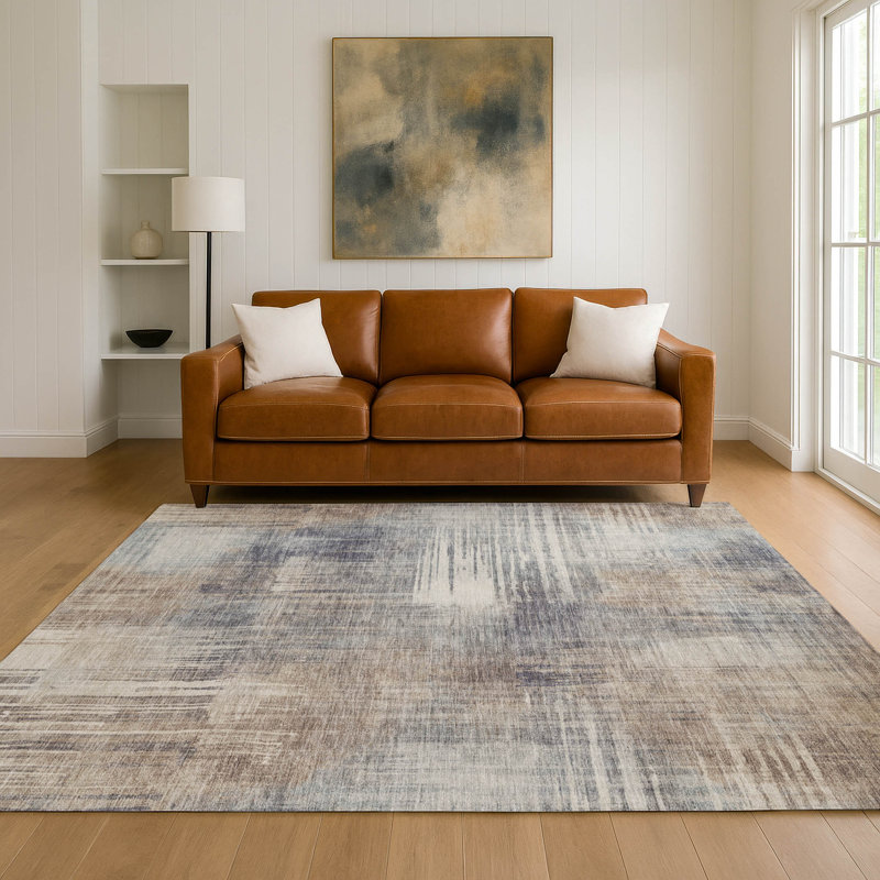 Tapis abstrait intérieur / extérieur lavable à la machine Chantille ACN2718, Kaki, 9 pi x 12 pi