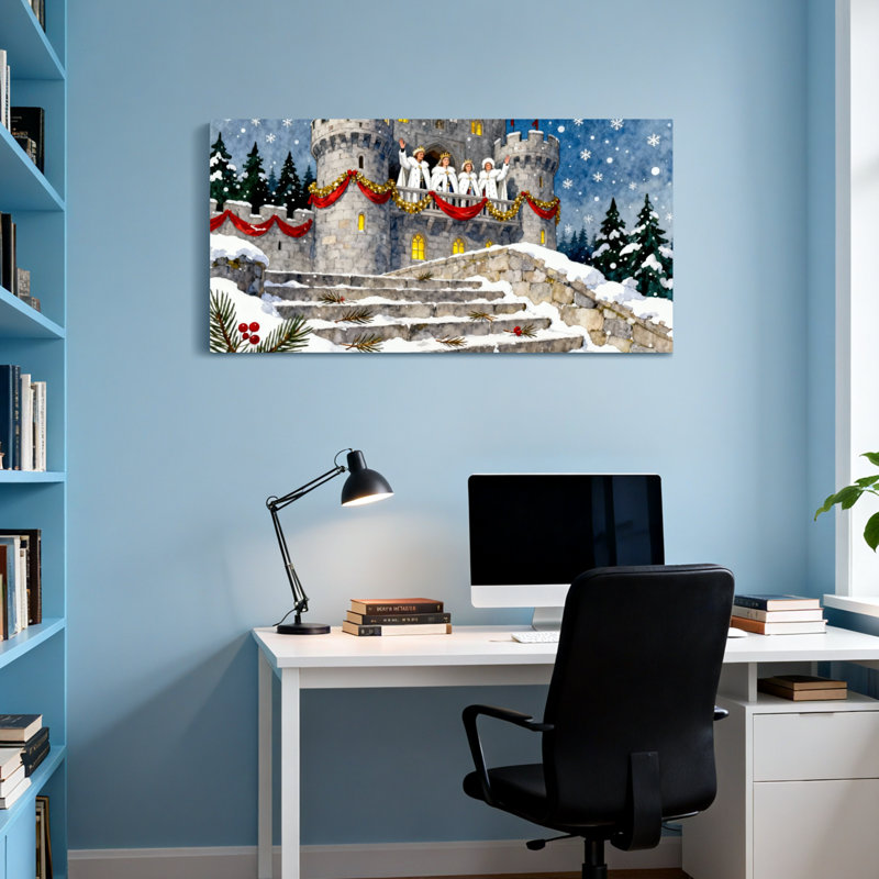 Château de Noël avec des anges qui chantent, H 20 po x l 40 po