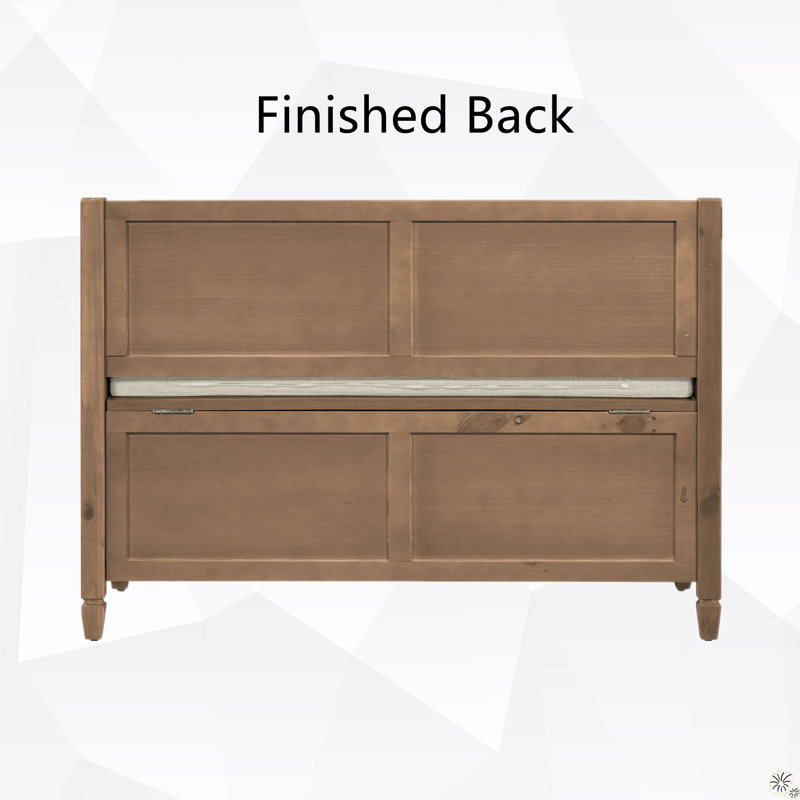 Linen Upholstered Storage Bench, Brown