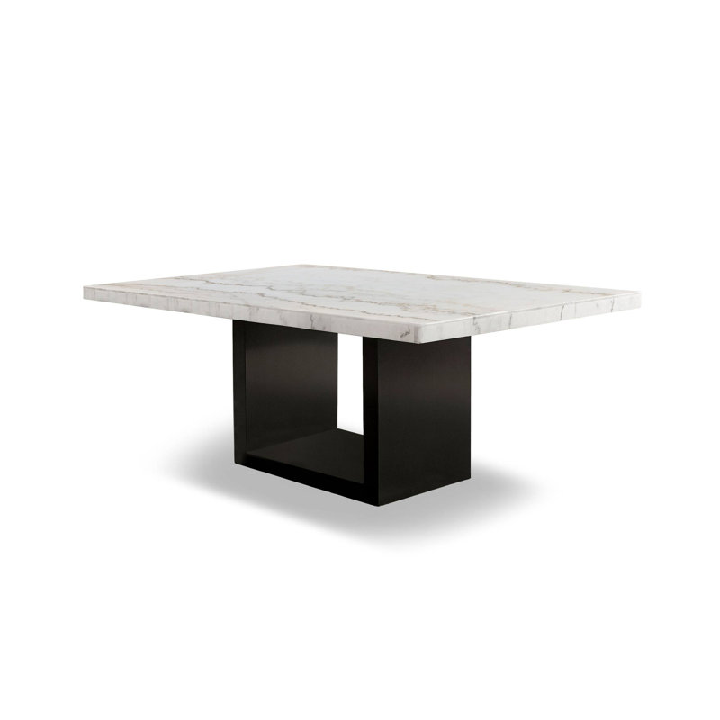 Table de salle à manger contemporaine 70,4 po, blanc / noir