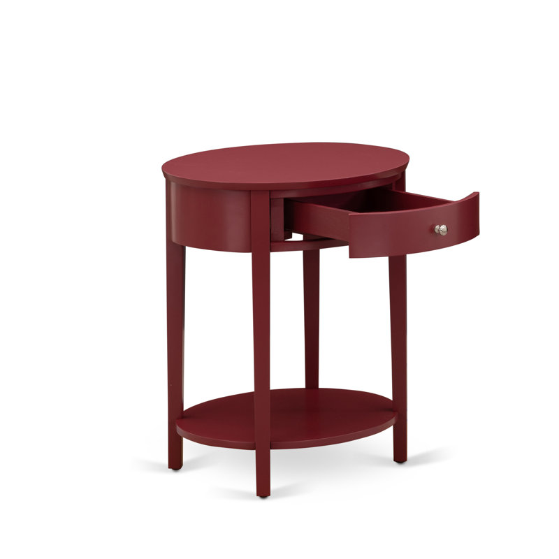 Table de bout moderne avec 1 tiroir en bois, stable et robuste - finition bourgogne, Bourgogne