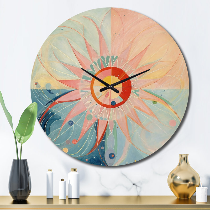 Cosmic Rebirth Vintage Spiritual Illustration VI Metal Wall Clock, Large