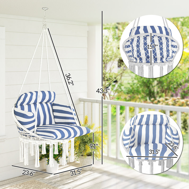 Balancelle souple pour l'extérieur, Bleu / blanc crème / blanc