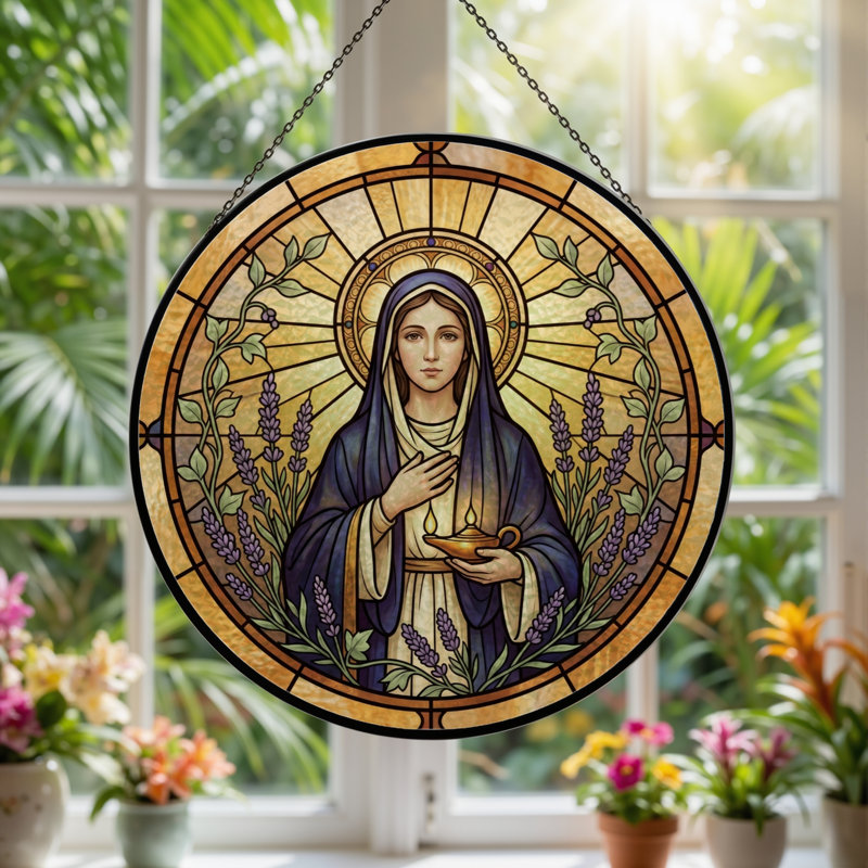 Panneau de vitrail en verre coloré, 7,8 heures, 7.8"H