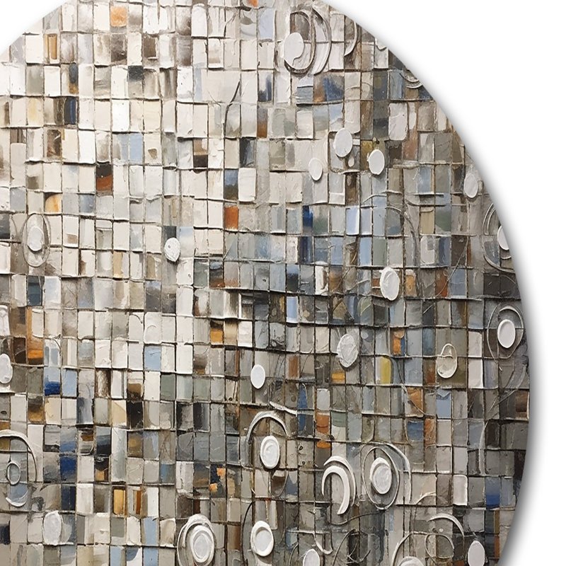 Jhoana Brown And White Bohemian Medley - Boho Mosaic Metal Wall Art Print, Boho Metal Print, 23" H x 23" W x 1" D