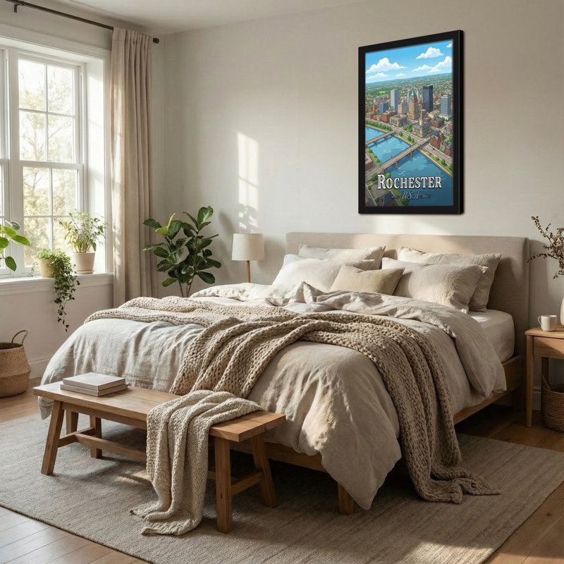 Paysages pittoresques et urbains Rochester avec rivière et bâtiments