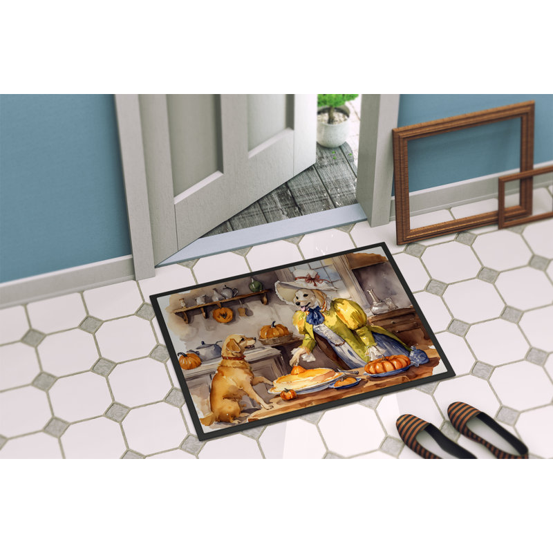 Paillasson Yellow Lab Fall Kitchen Pumpkins DAC1791, L 18 po x L 27 po