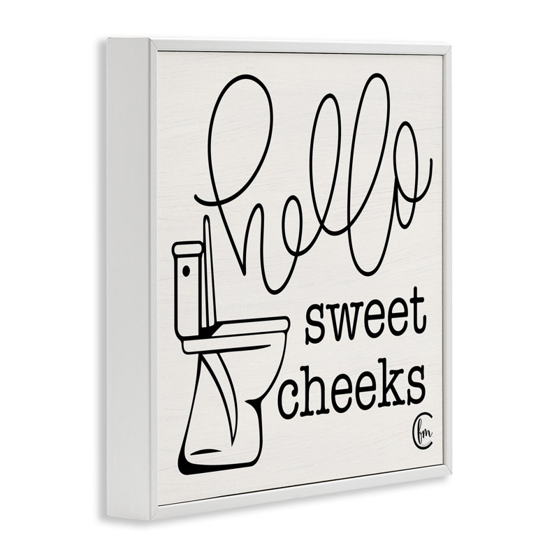 Toilette Hello Sweet Cheek's Black and White Curly Script Cursive par Penny Lane Edition - Art textuel sur toile
