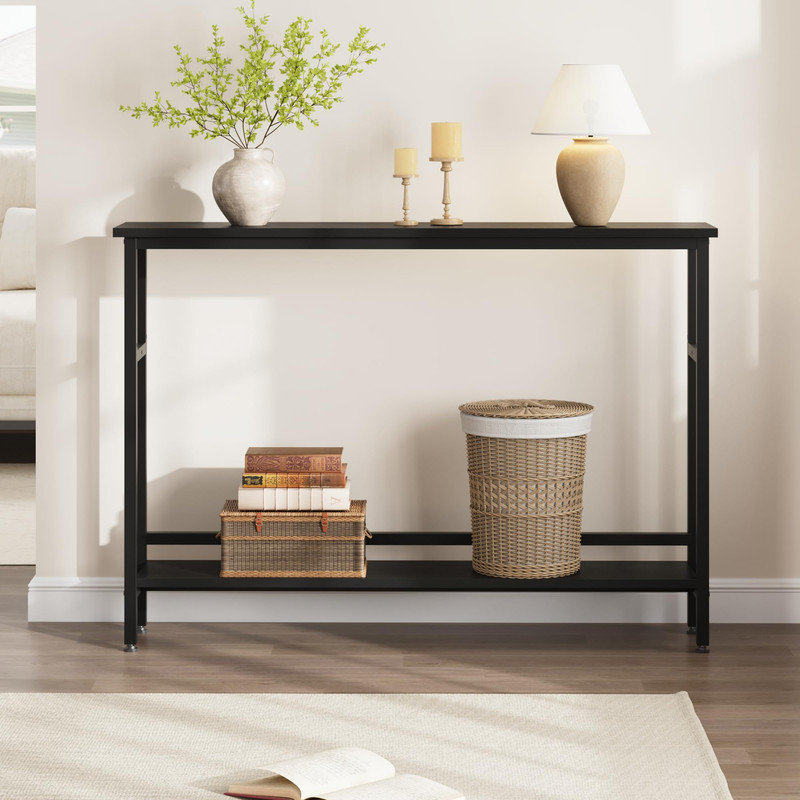 5.9" Slim Sofa Table, 2 Tier Narrow Console Table with Adjustable Shelf, Space-Saving Behind Couch Table for Living Room, Entryway, Hallway, and Foyer