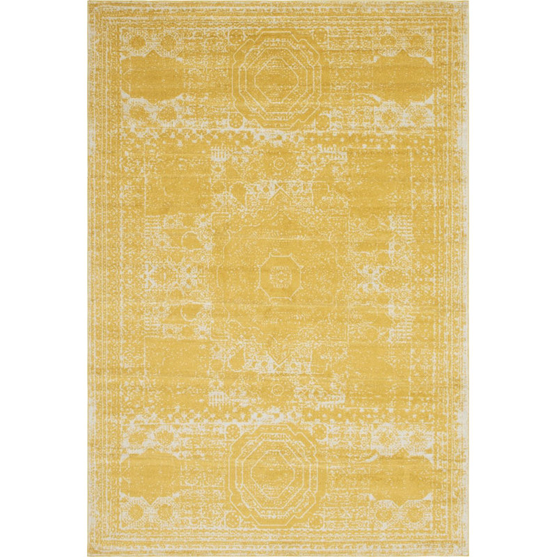 Tapis oriental jaune Vienna, Rectangle 5 pi 10 po x 8 pi