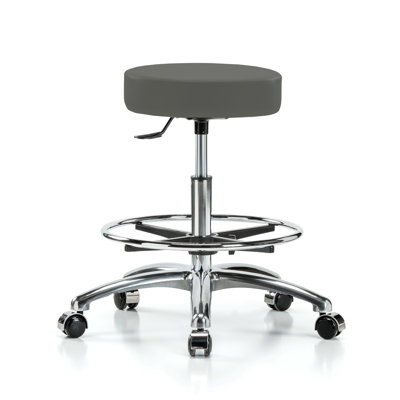 Tabouret médical avec anneau de pied en chrome PERCH | Hauteur du banc moyen: 20,5 à 28 po