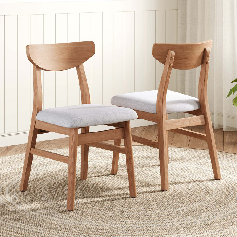 Chaises scandinaves modernes avec dossier courbé en bois et siège rembourré en tissu, 4