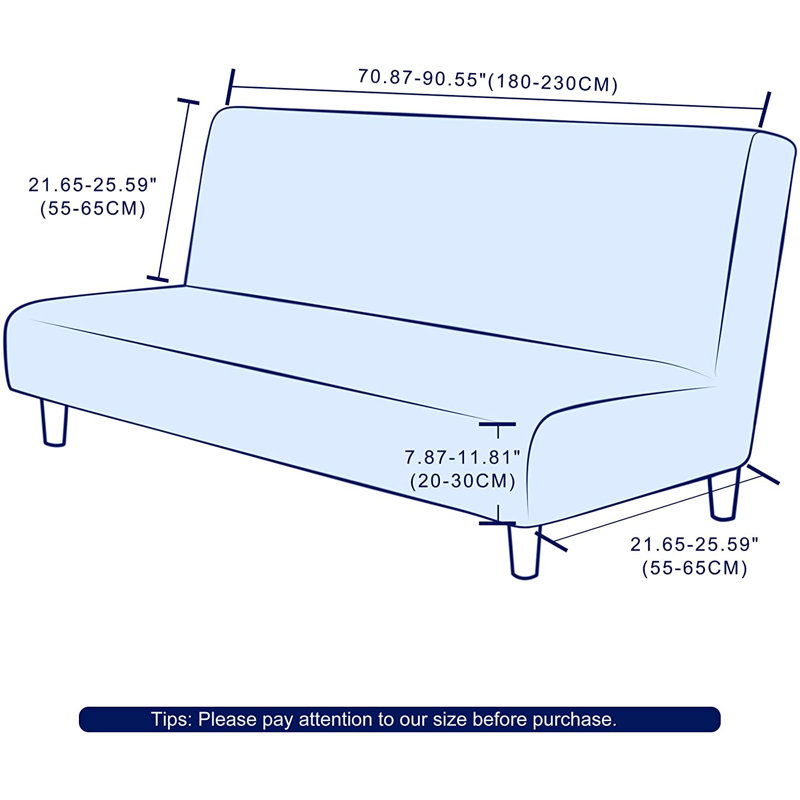 Housse pour futon à coussins carrés / rectangulaires extensible, Mélange de polyester bleu