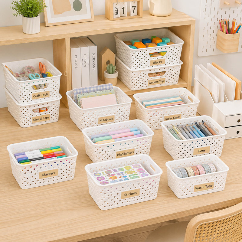 10 Pack Plastic Storage Bins with Lids and Handles