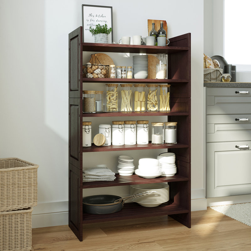 Support de rangement en bois massif à 3 niveaux, Espresso