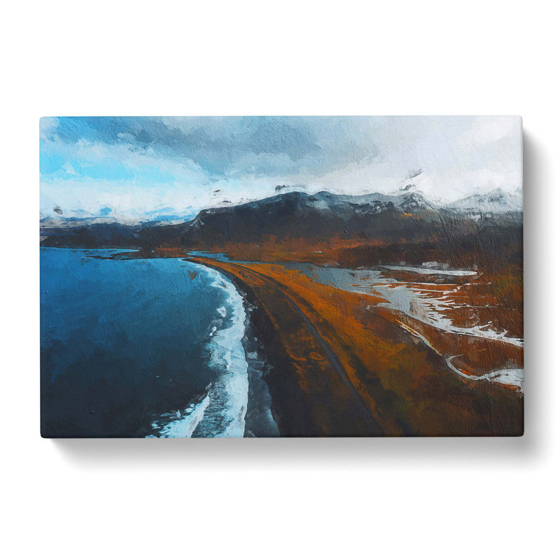 Black Sand Beach In Iceland - Wrapped Canvas Painting, 40cm H x 60cm W x 3cm D