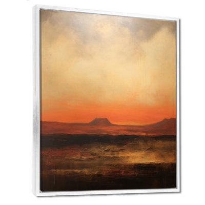 Impressionniste orange coucher de soleil montagnes - paysage abstrait art mural salon
