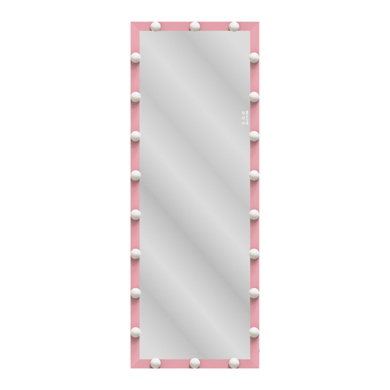 Full Length Mirror with Lights Full Body Vanity Mirror with 3 Color Modes Wall Lighted  Standing Floor Mirror