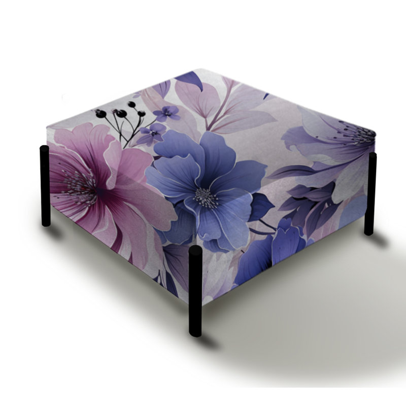 Exquise beauté mauve à motif floral - grand repose-pieds carré floral