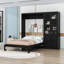 Lit escamotable avec armoire latérale, 4 tiroirs et tablettes de rangement-132937073