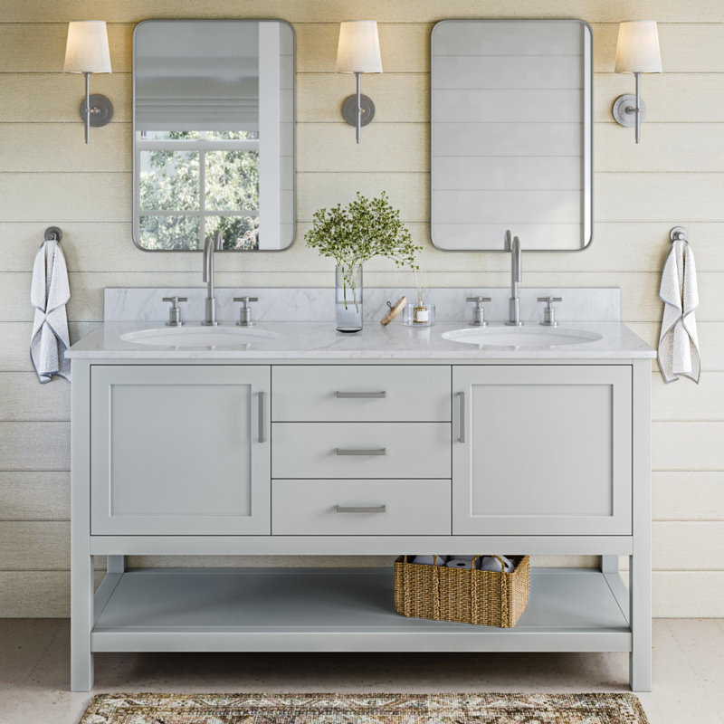 Bayhill 73'' W Double Vanity, Oval, Gray, 61"