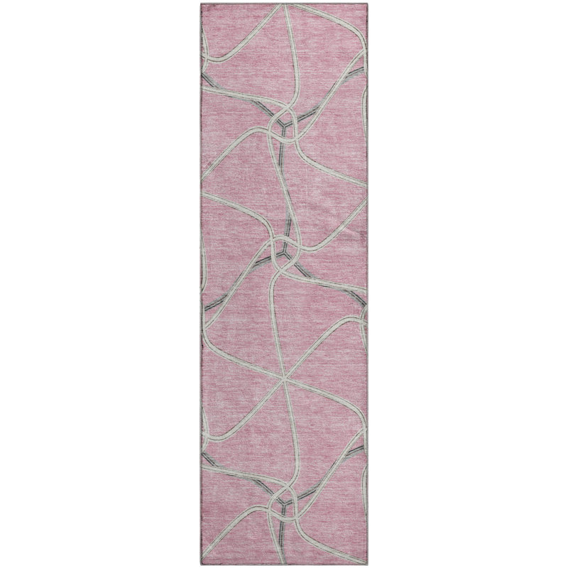 Premium Machine Washable Prisco Pink Rug, Runner 2'3" x 7'6"