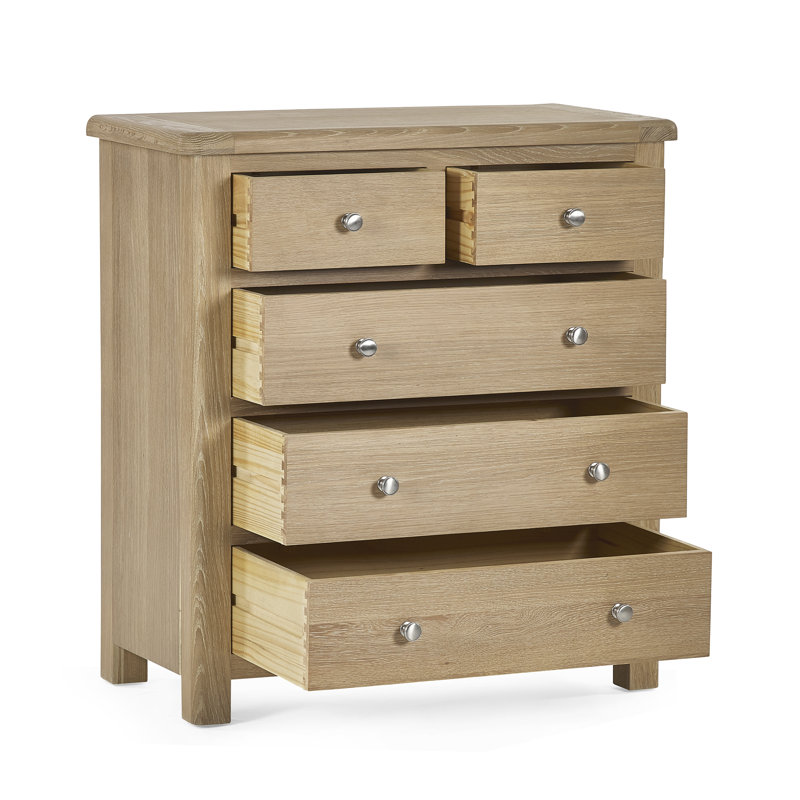 Jeremey Solid Wood 85cm W 5 - Drawer Chest of Drawers